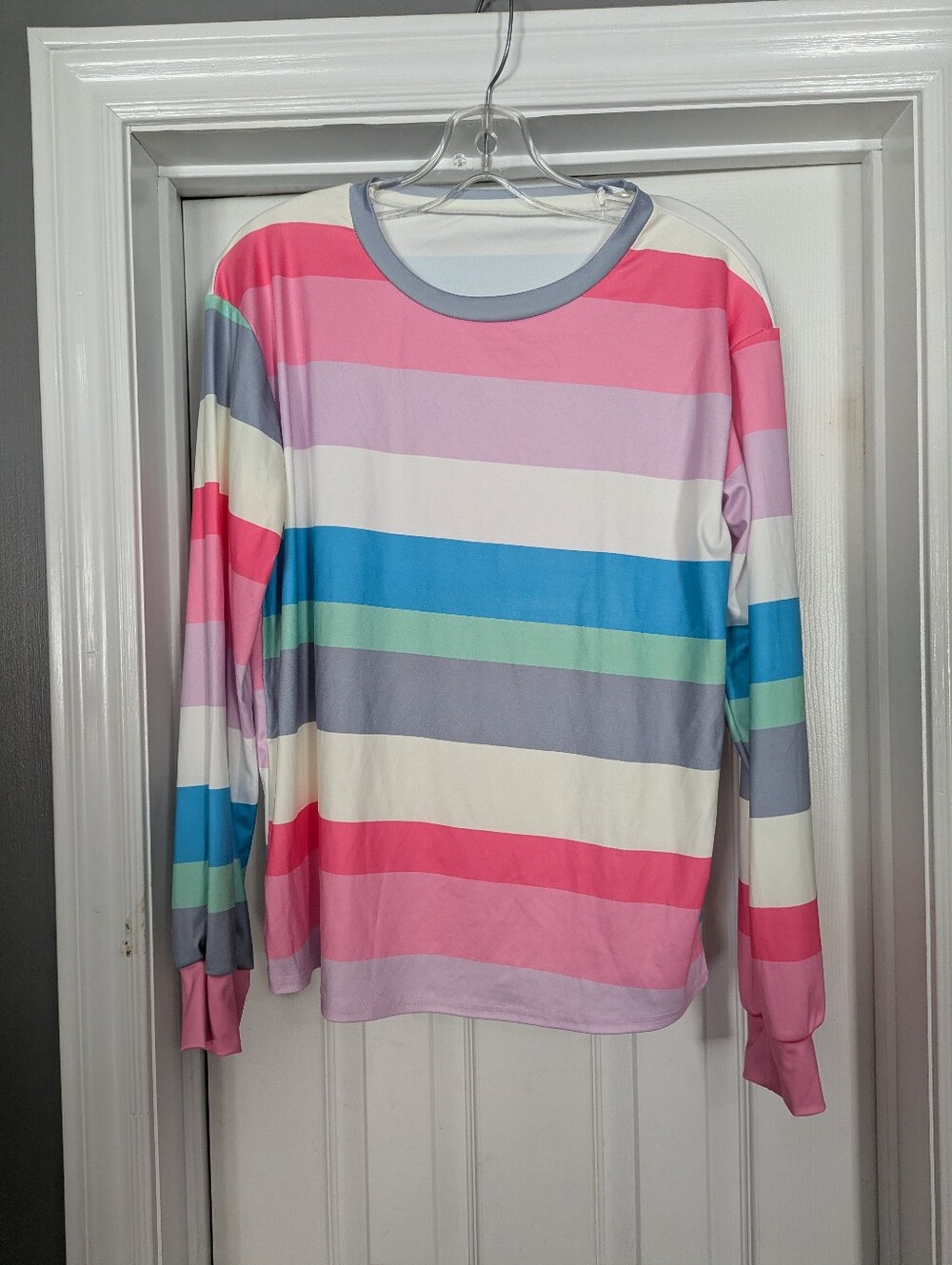 Colorblock Pastel Striped Long Sleeve Top